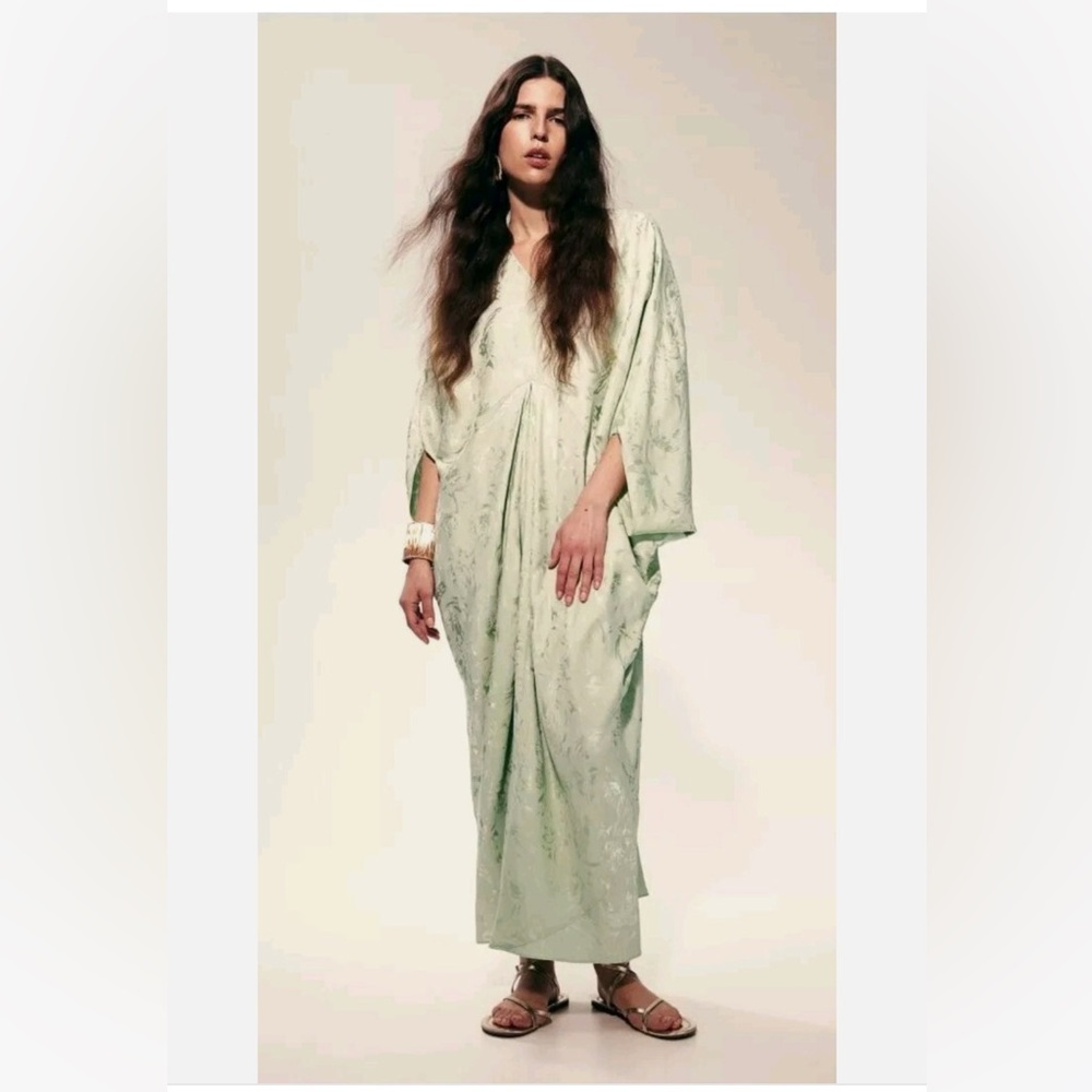H&M Light Green jacquard maxi dress